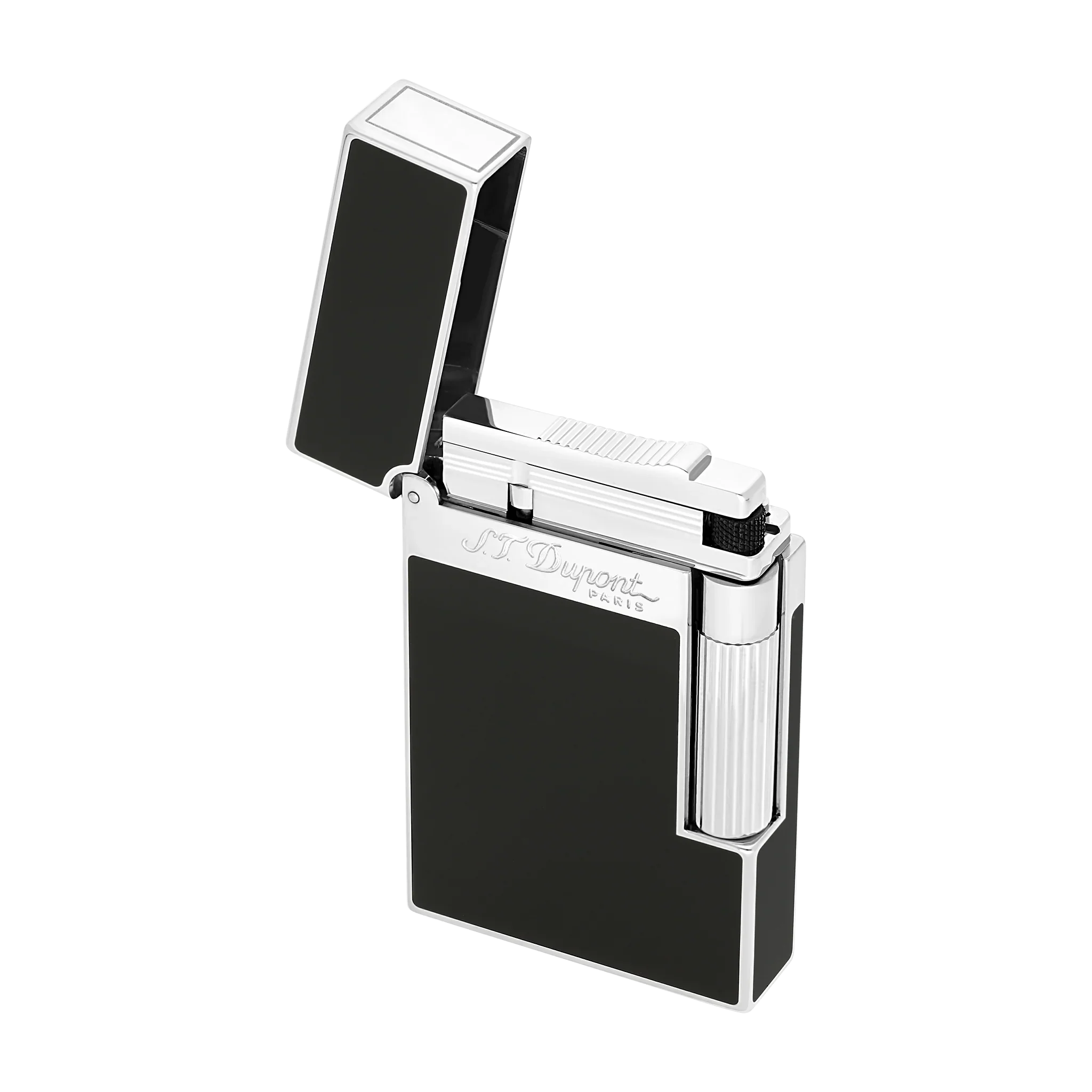 S.T. DUPONT LIGNE 2 BLACK LACQUERED PALLADIUM LIGHTER/BRIQUET 016296