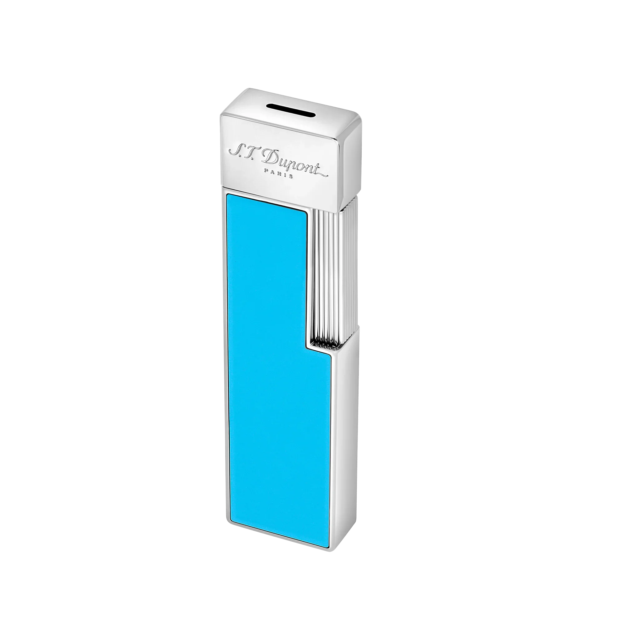 S.T. DUPONT Twiggy Chrome Turquoise Blue Lighter/Briquet 030007