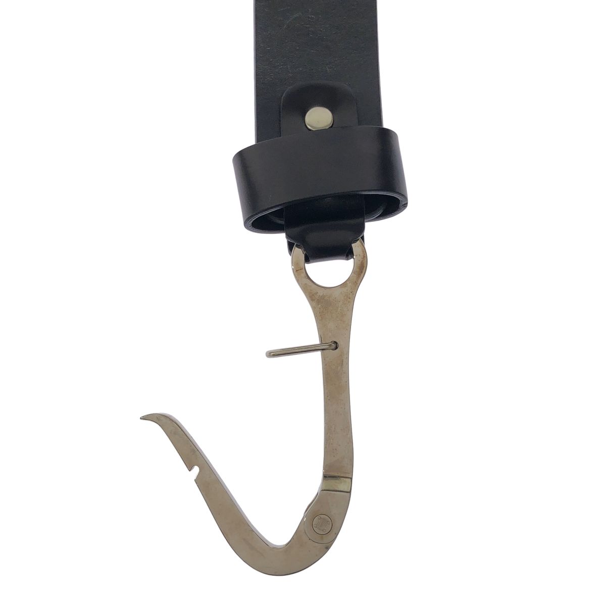 Celine Pelican Hook Buckle Leather Belt Black 30 75