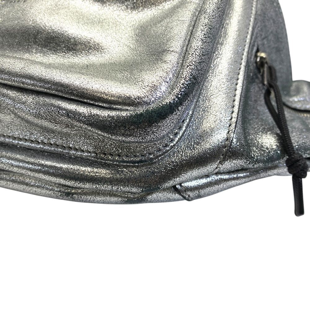 Saint Laurent Belt Bag Logo Leather Metallic Silver Paris Sophistication