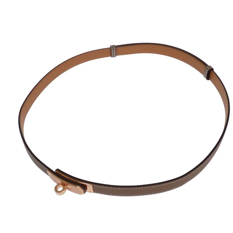 Hermes Kelly 18 Belt Veau Epsom Beige Etoupe Gold