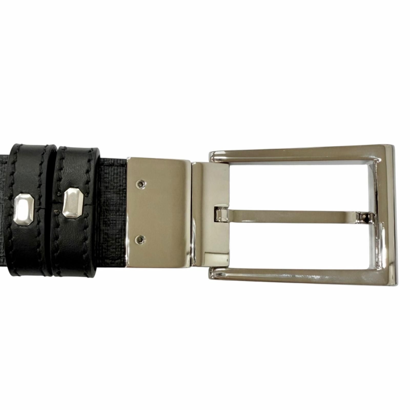 Gucci Leather GG Supreme Canvas Square Buckle Reversible Belt Black 90 36