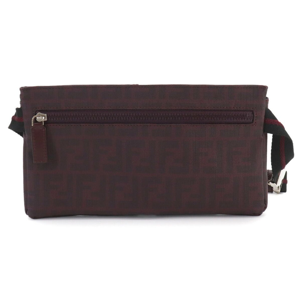 Fendi Zucca Belt Bag Leather Bordeaux Silver