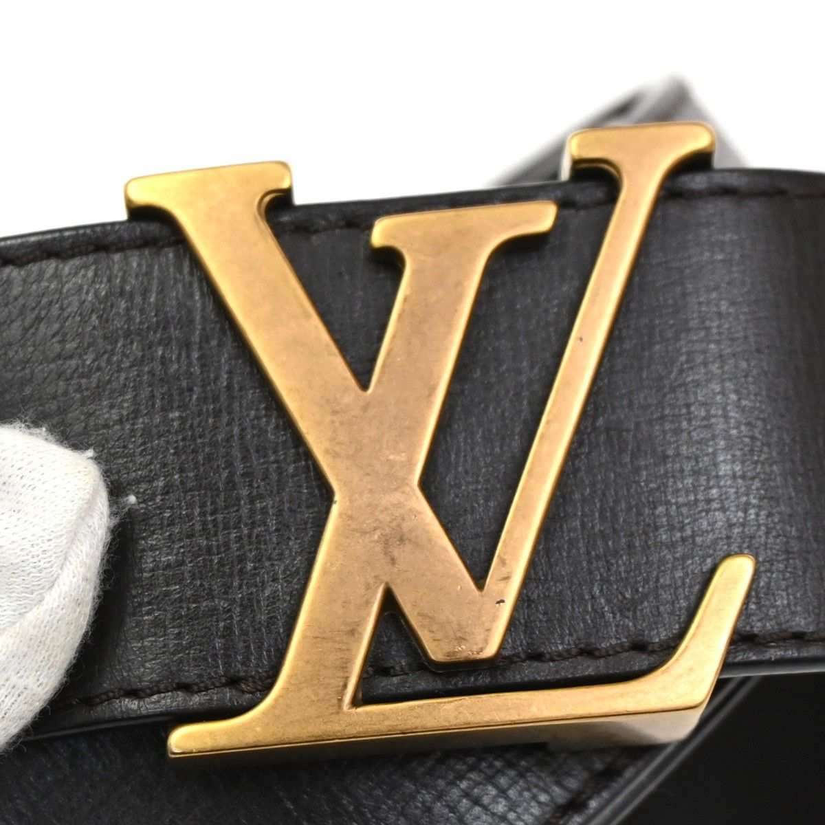 Louis Vuitton Belt Ceinture LV Initial 80 Brown Gold Leather