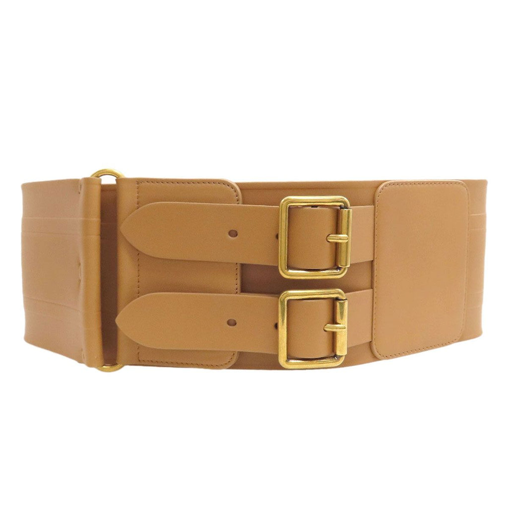 Dior Maxi Double Gold Buckle Belt Leather