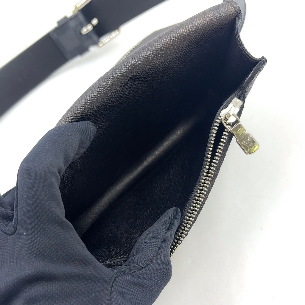 Louis Vuitton Ceinture Pochette Homme Damier Graphite Leather Black Belt Bag