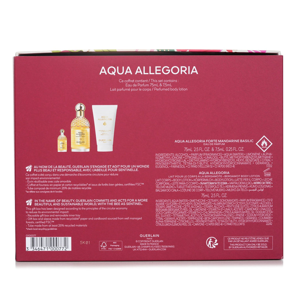 Guerlain Aqua Allegoria Forte Mandarine Basilic Gift Set EDP 75ml+7.5ml+ Body Lotion 75ml  3pcs