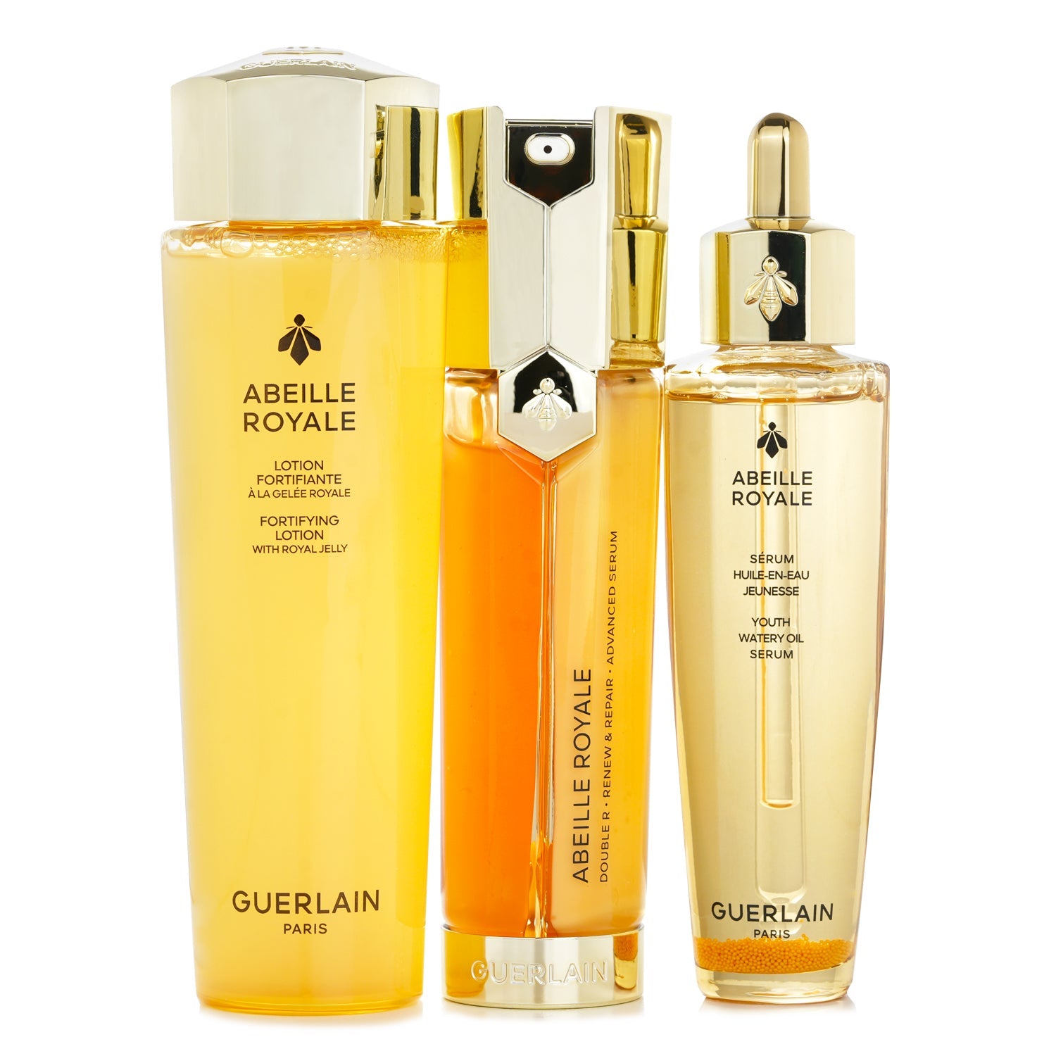 Guerlain Abeille Royale Anti Aging Skincare 3 Step Duo Set (Lotion 150ml + Advanced Serum 50ml + Watery Oil 50ml)  3pcs