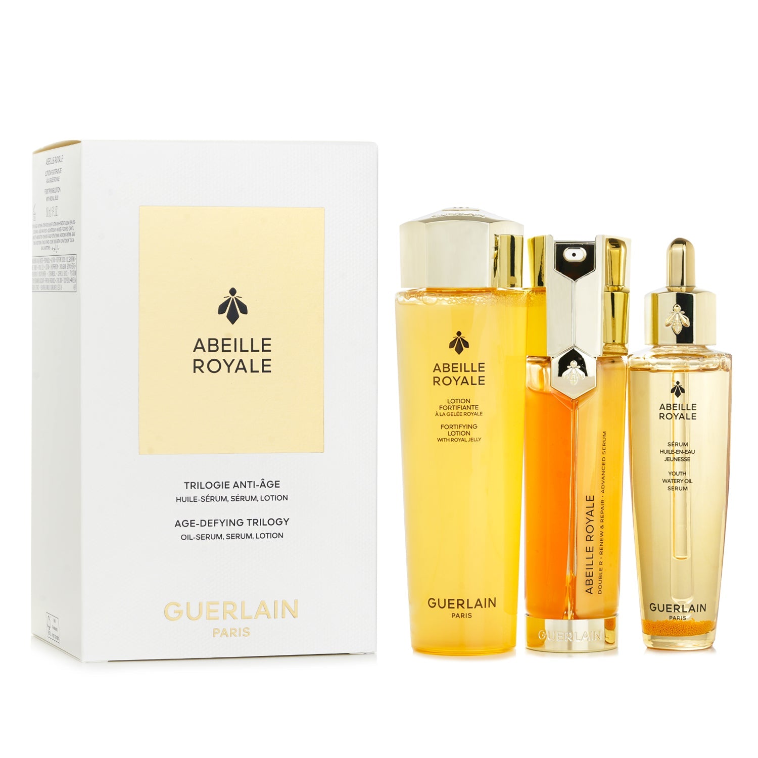 Guerlain Abeille Royale Anti Aging Skincare 3 Step Duo Set (Lotion 150ml + Advanced Serum 50ml + Watery Oil 50ml)  3pcs