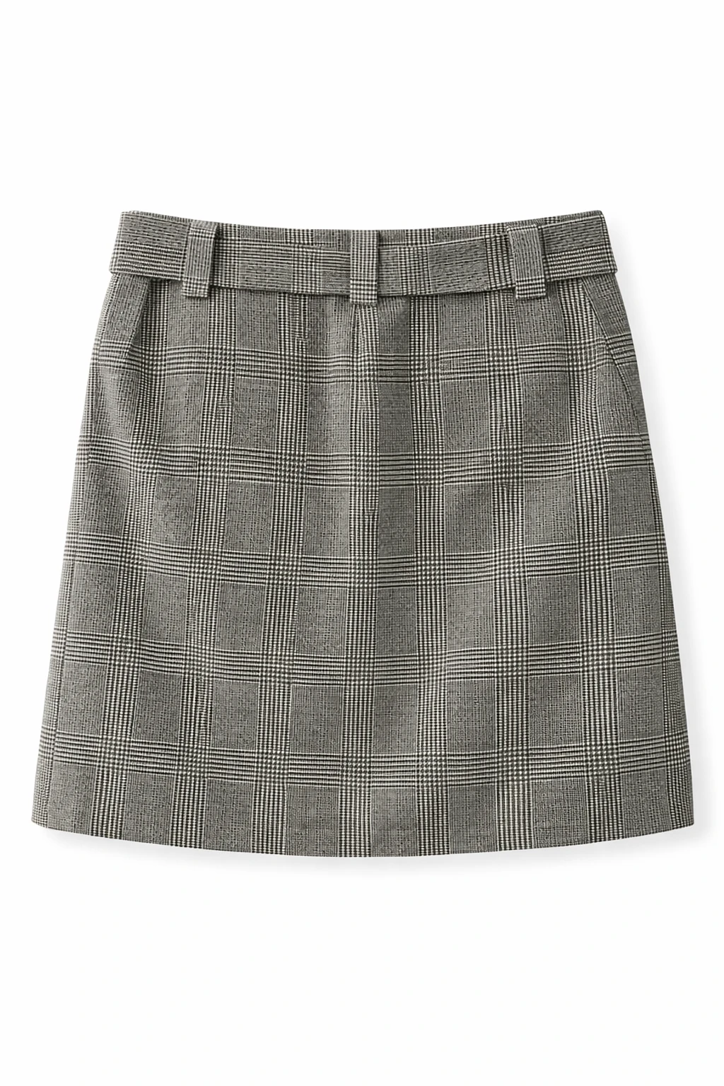 ETRO Glen Plaid Mini Skirt with Self-Tie Belt