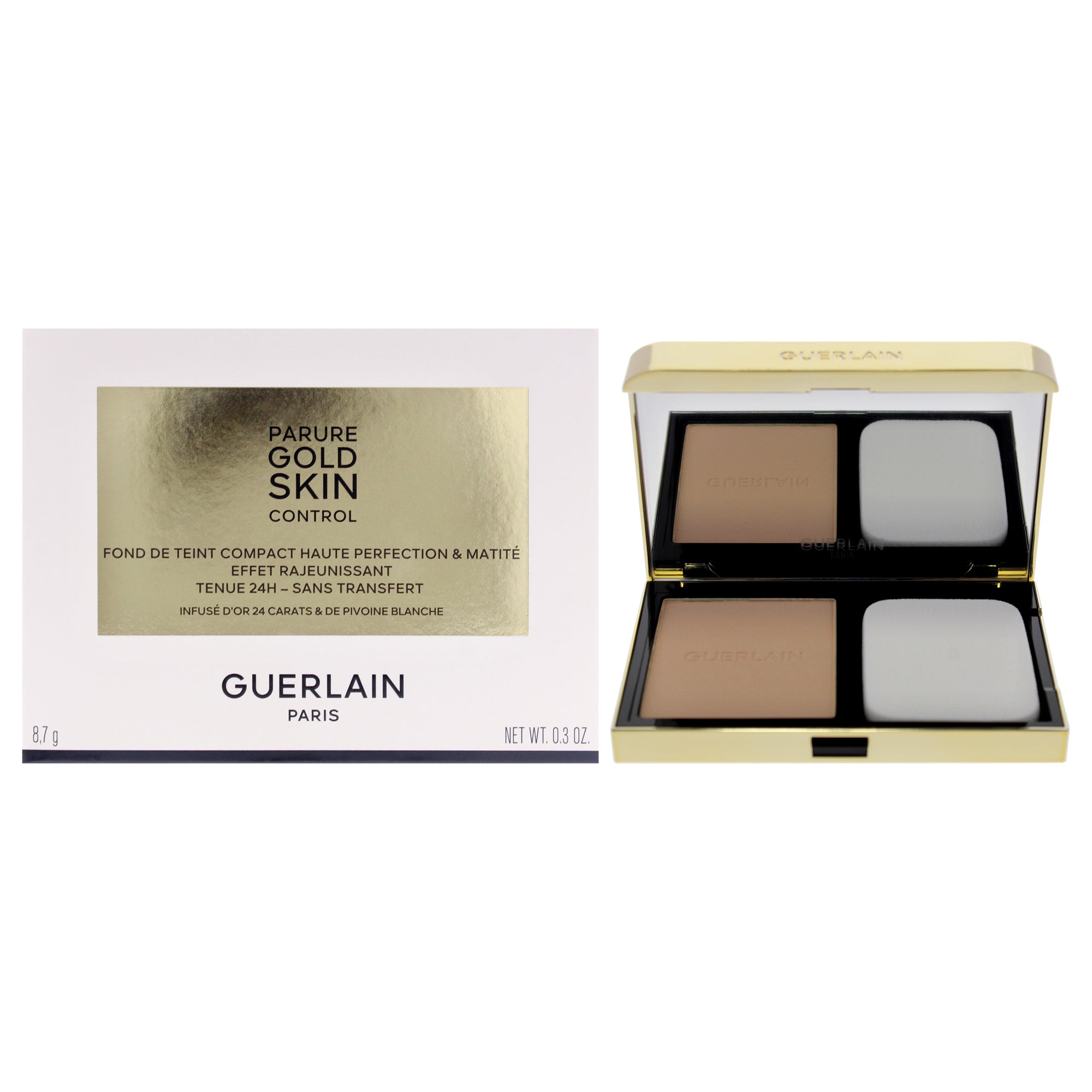 Parure Gold Skin Control Matte Compact Foundation - 1N Very Light Skin with Neutral Beige Undertones by Guerlain for Women - 0.3 oz Foundation (Refillable)