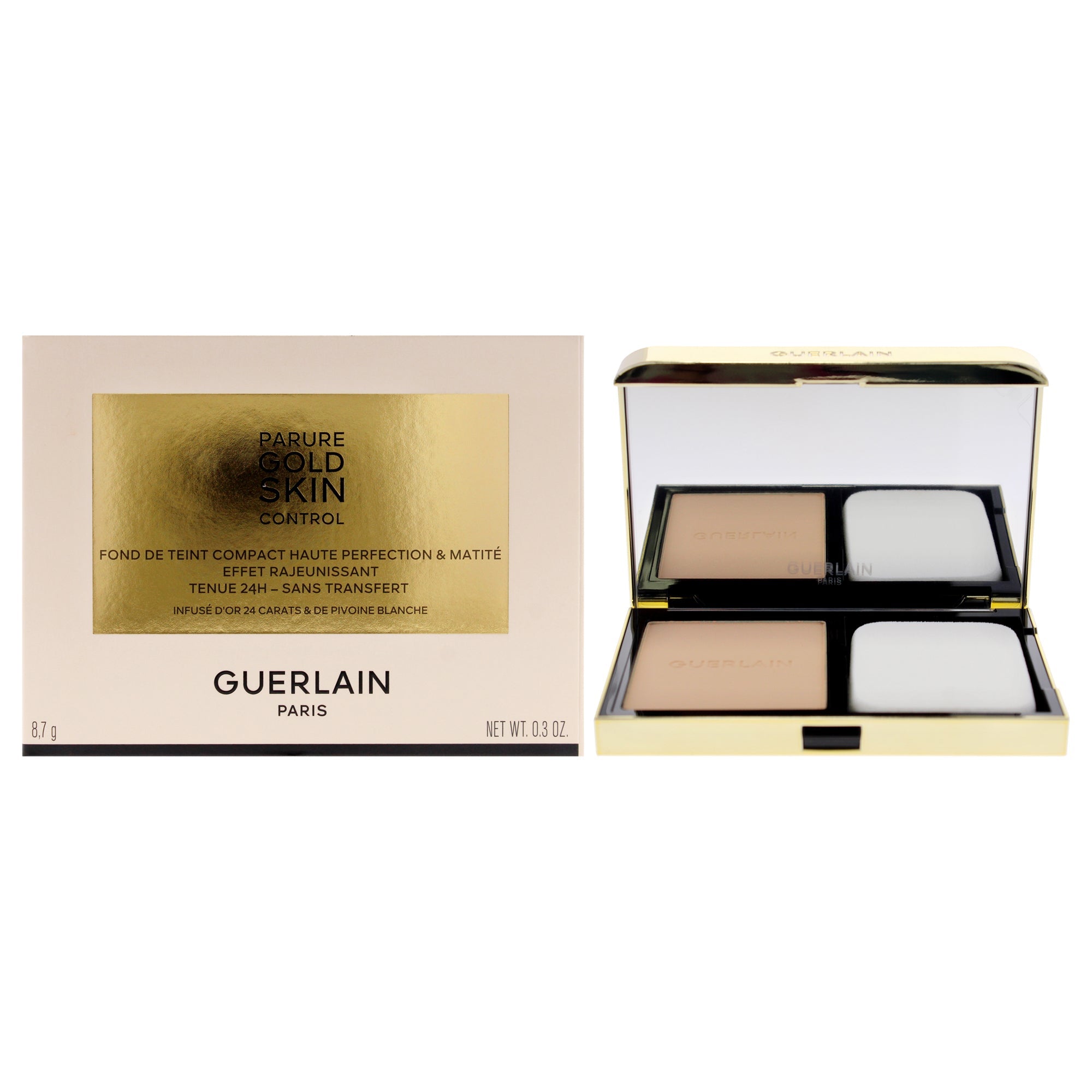 Guerlain Parure Gold Skin Control Matte Compact Foundation - 2N Light Skin with Neutral Beige Undertones by Guerlain for Women - 0.3 oz Foundation