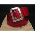 Gucci Patent Leather Silver Belt Thread Red