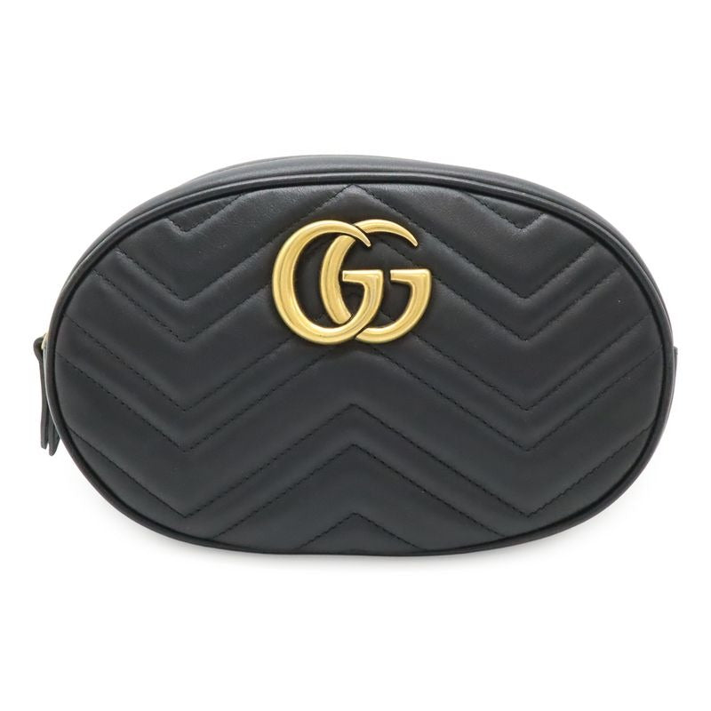 Gucci GG Marmont Belt Bag Body Waist Pouch Quilted Leather Black