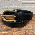 Celine Leather Carriage Logo Gold Belt Black
