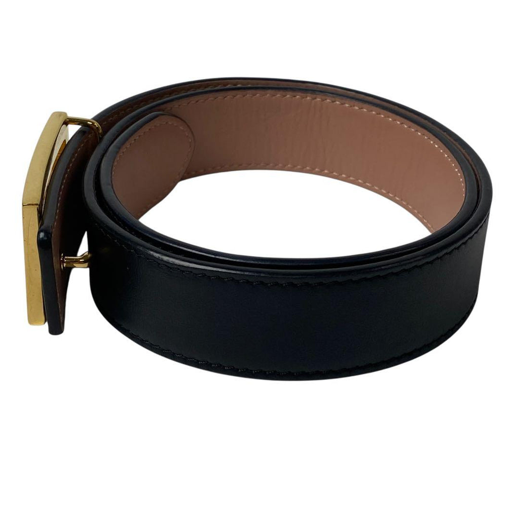 Fendi FF Leather Belt Buckle Black